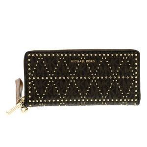 Women's Studded Travel Continental Leather Wallet - Brown